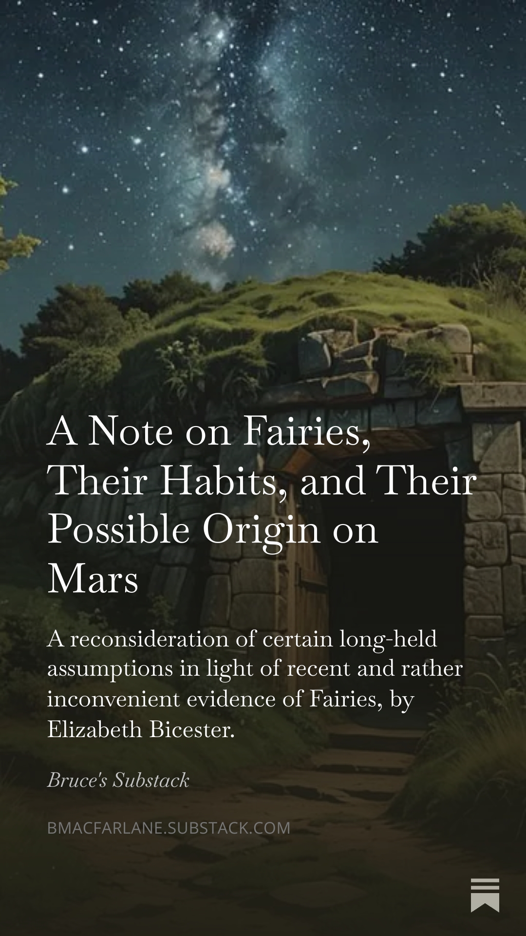 Fairies, Their Habits, and Their Possible Origin on Mars
